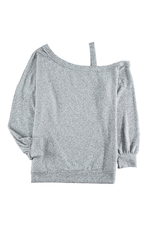 Asymmetric Dew Shoulder Long Sleeve Top